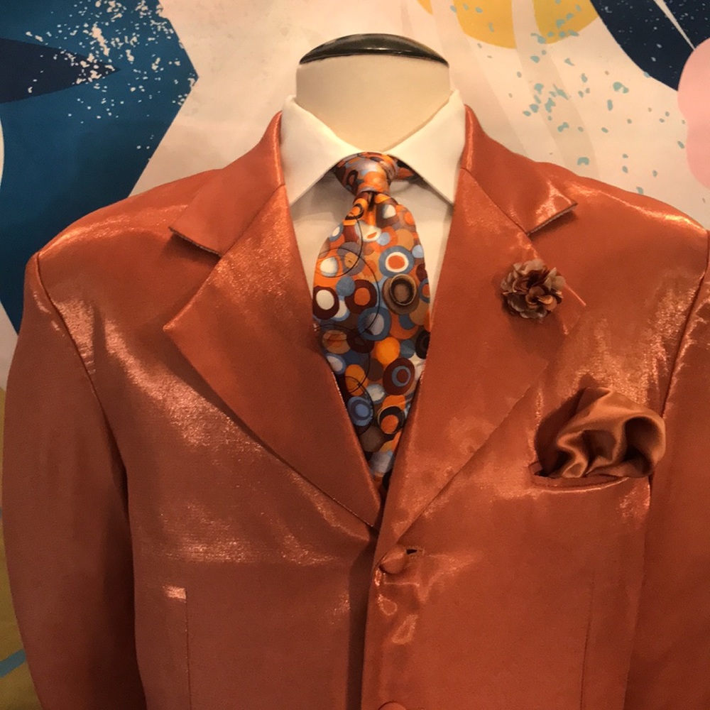 Fall 🎇Bronze Orange Long Formal Jacket for Men sz 42R + BONUS